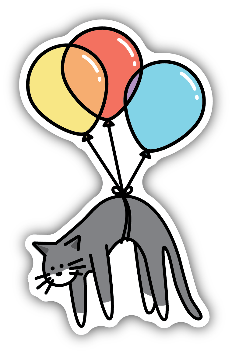 Balloon Cat Vinyl Sticker