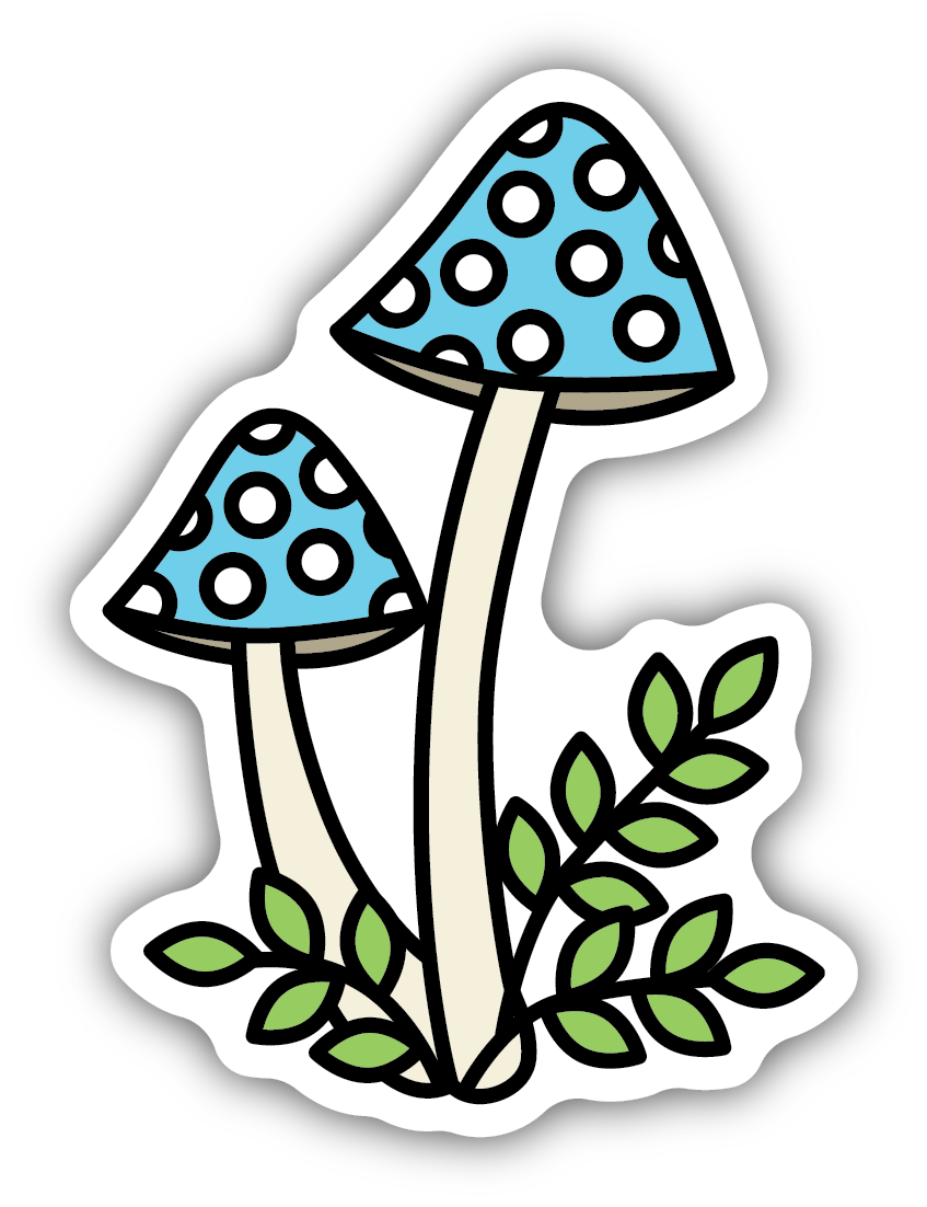 Blue Mushrooms Vinyl Sticker