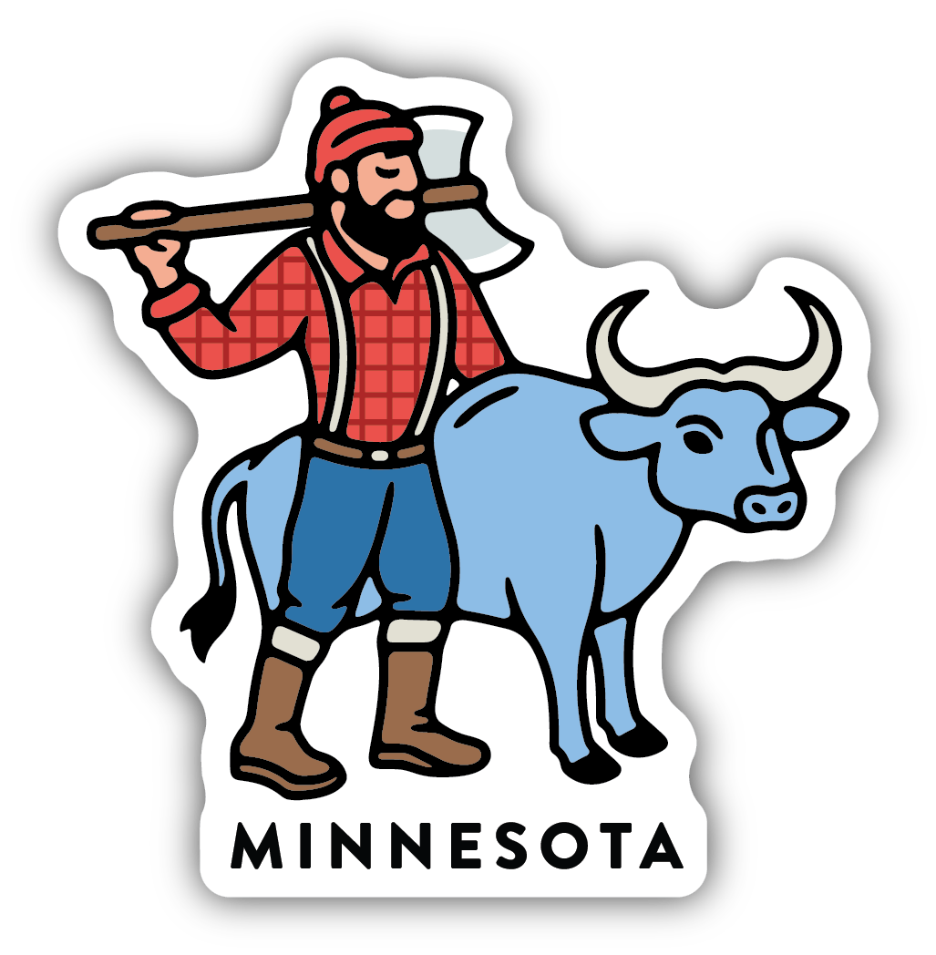 MN Paul Bunyan and Babe Vinyl Sticker