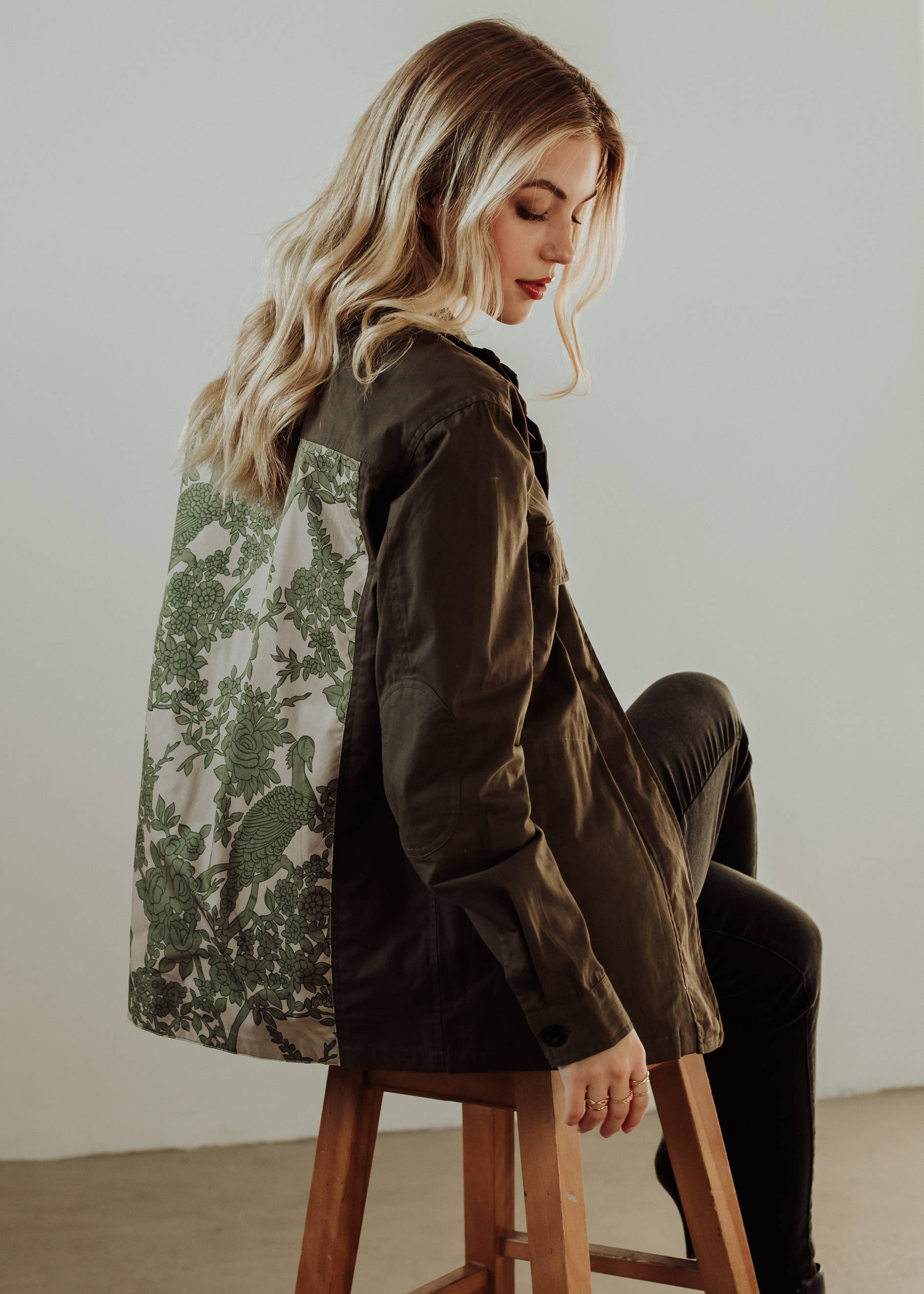 Olive Floral Patch Jacket