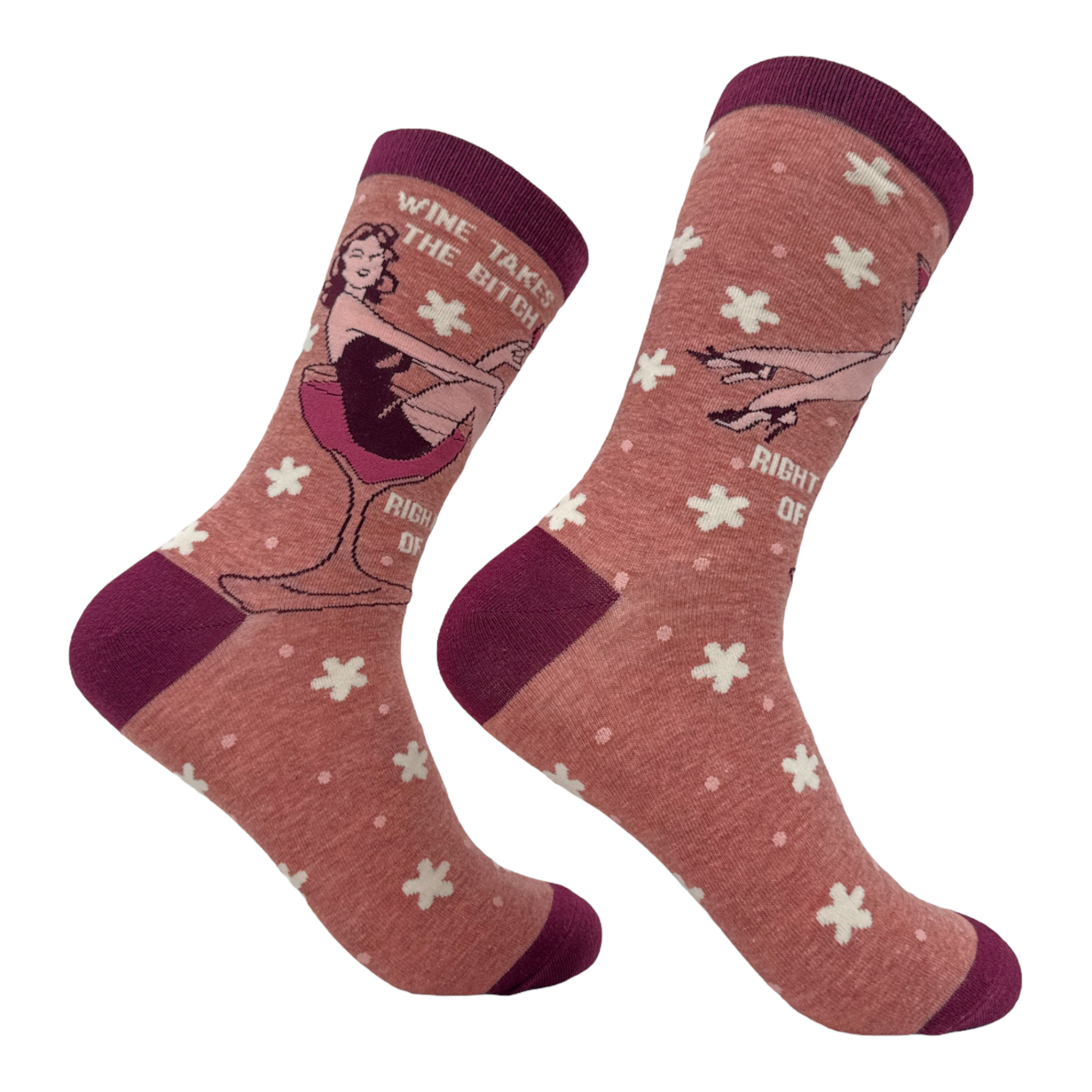 Wine Takes The Bitch Right Out Of Me Funny Socks: Women's (5-10)