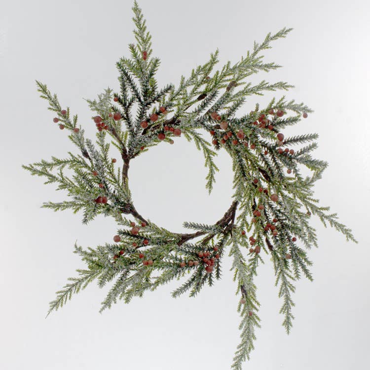 Red Berry Fir Candle Ring - 4.5 in Diameter