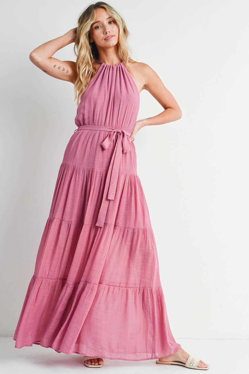 Tiered Halter Maxi Dress