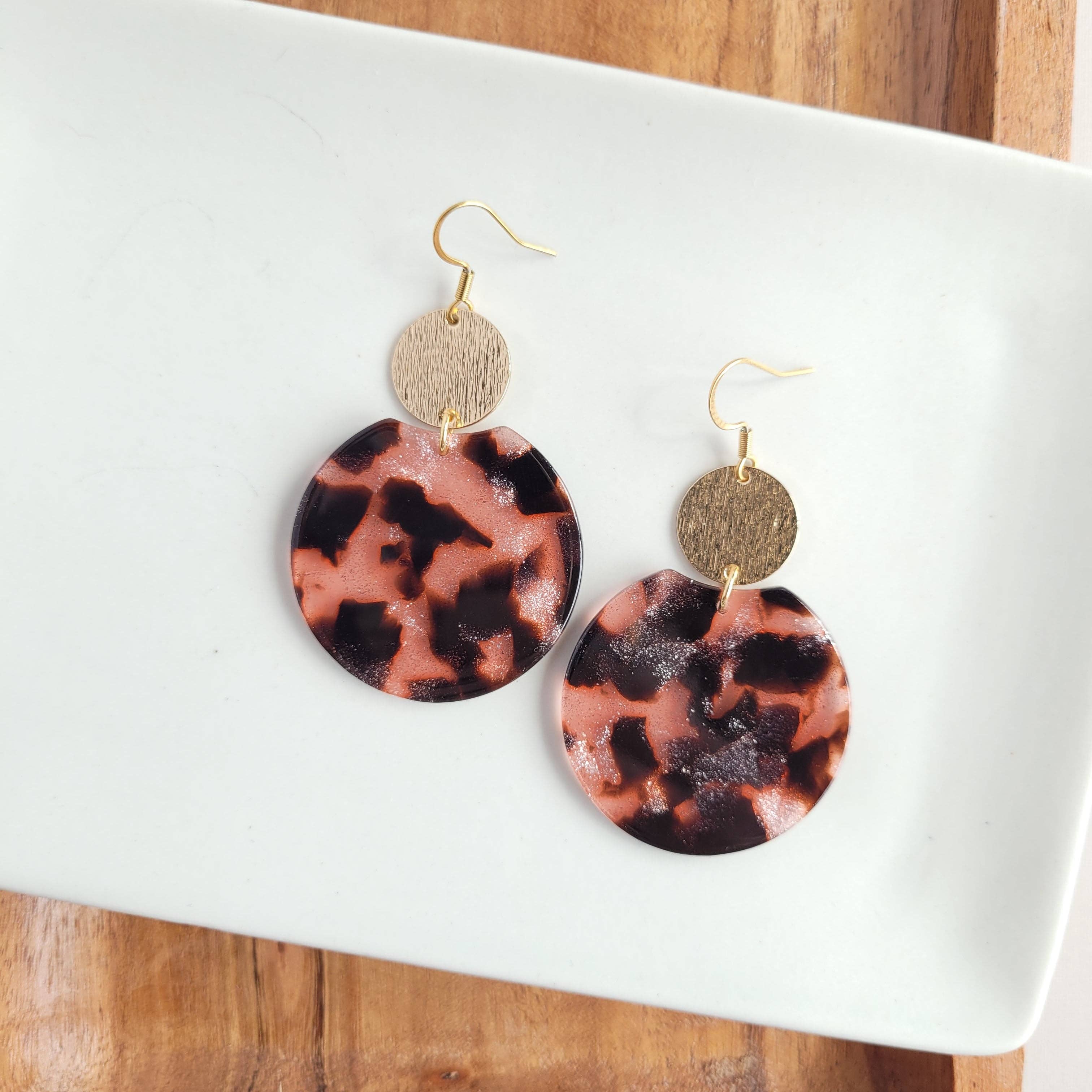 Zoey Earrings - Pink Glitter Tortoise