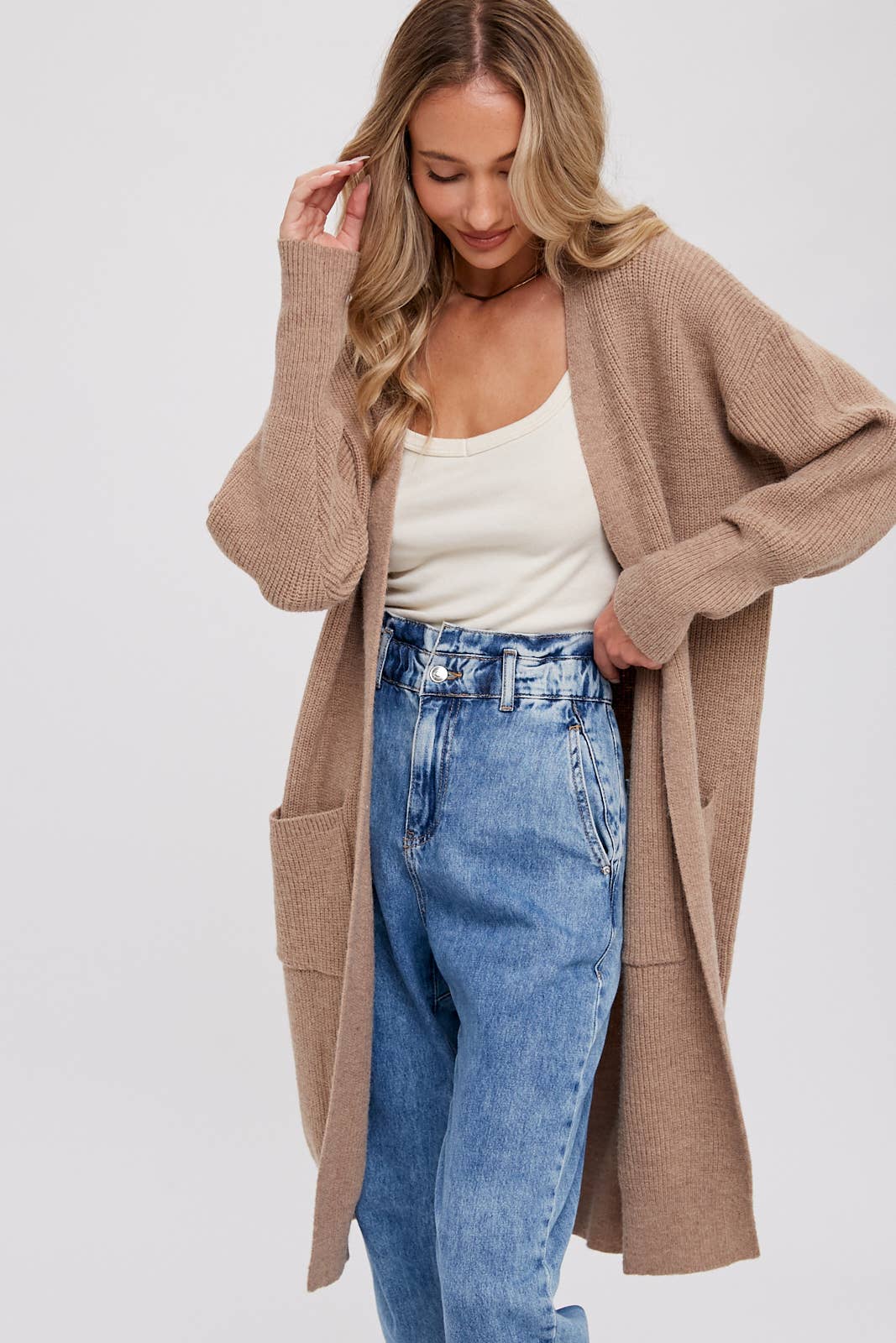 Ribbed Open Front Cardigan