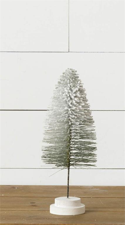 Glitter Flocked Stem Bottle Brush Tree