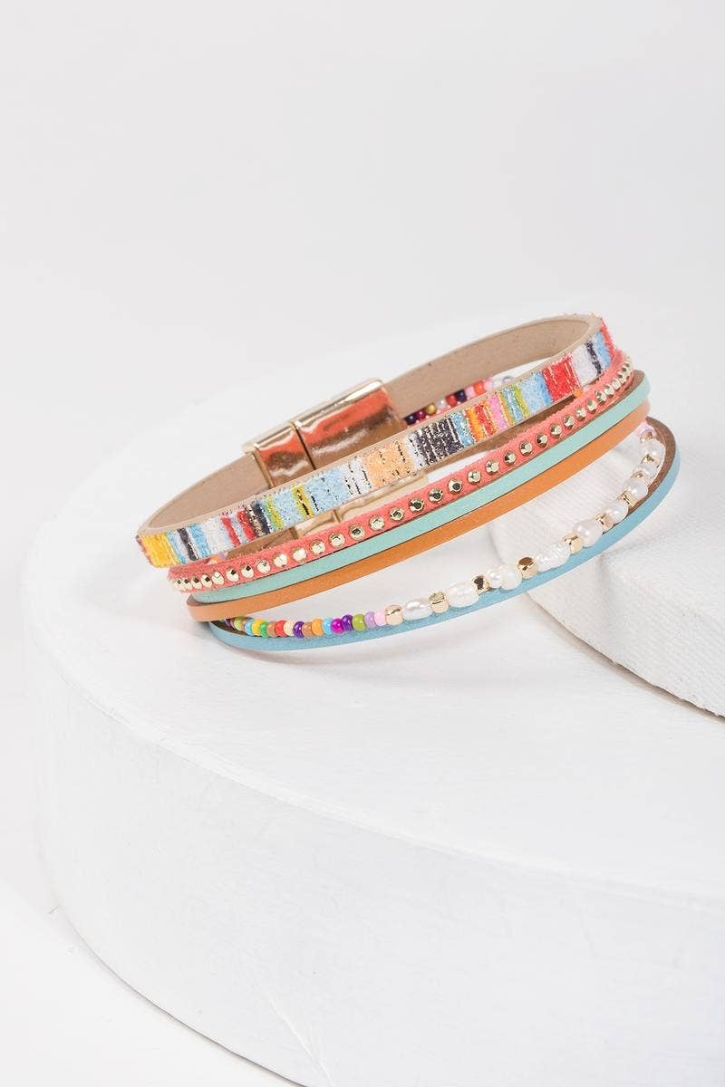 Curacao Colorful Beaded Bracelet with Freshwater Pearls