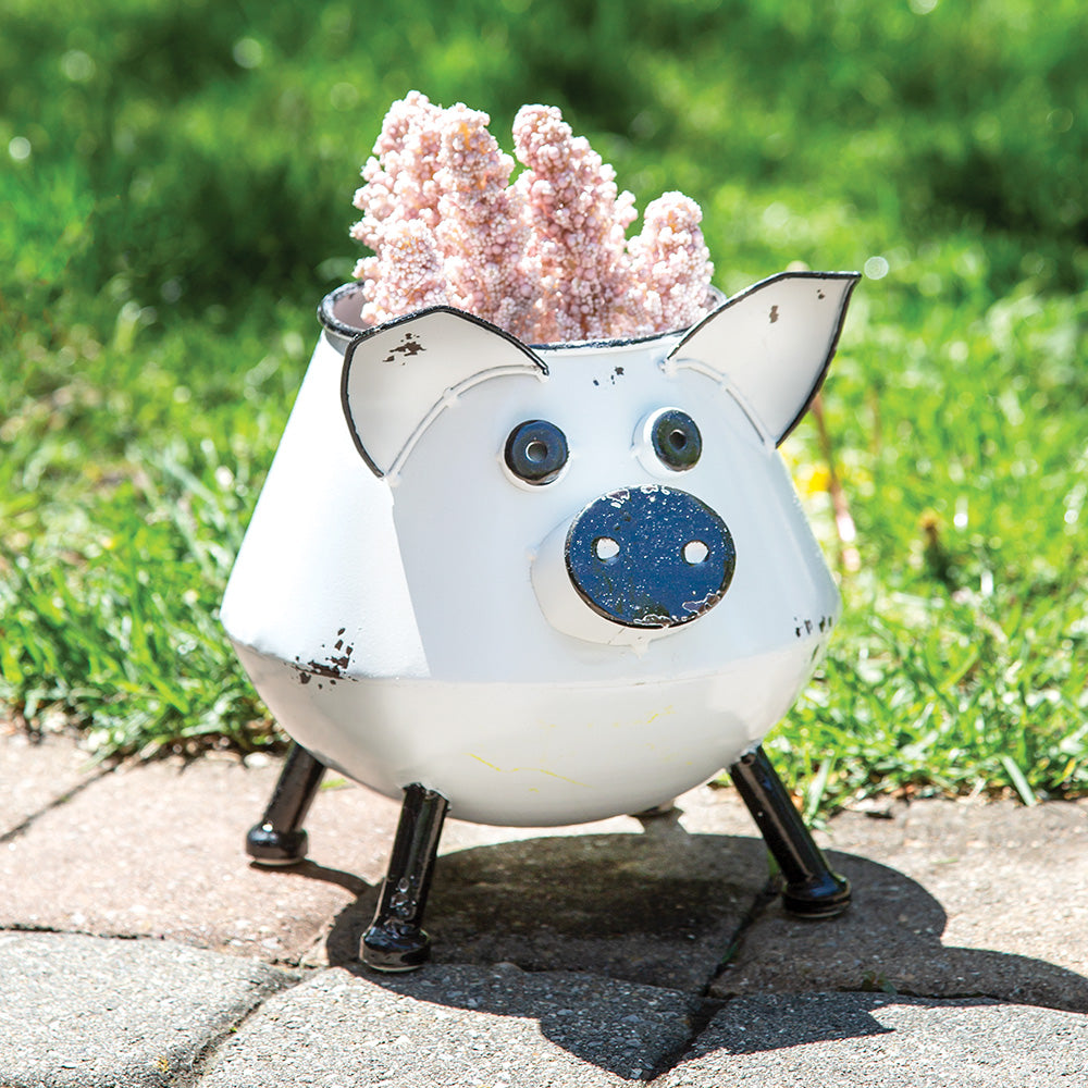 Distressed Enamel Piggy Planter