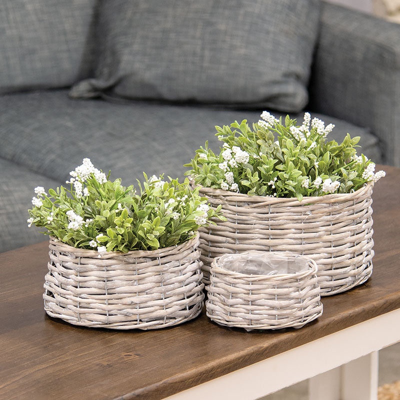 Graywashed Willow Planter Baskets