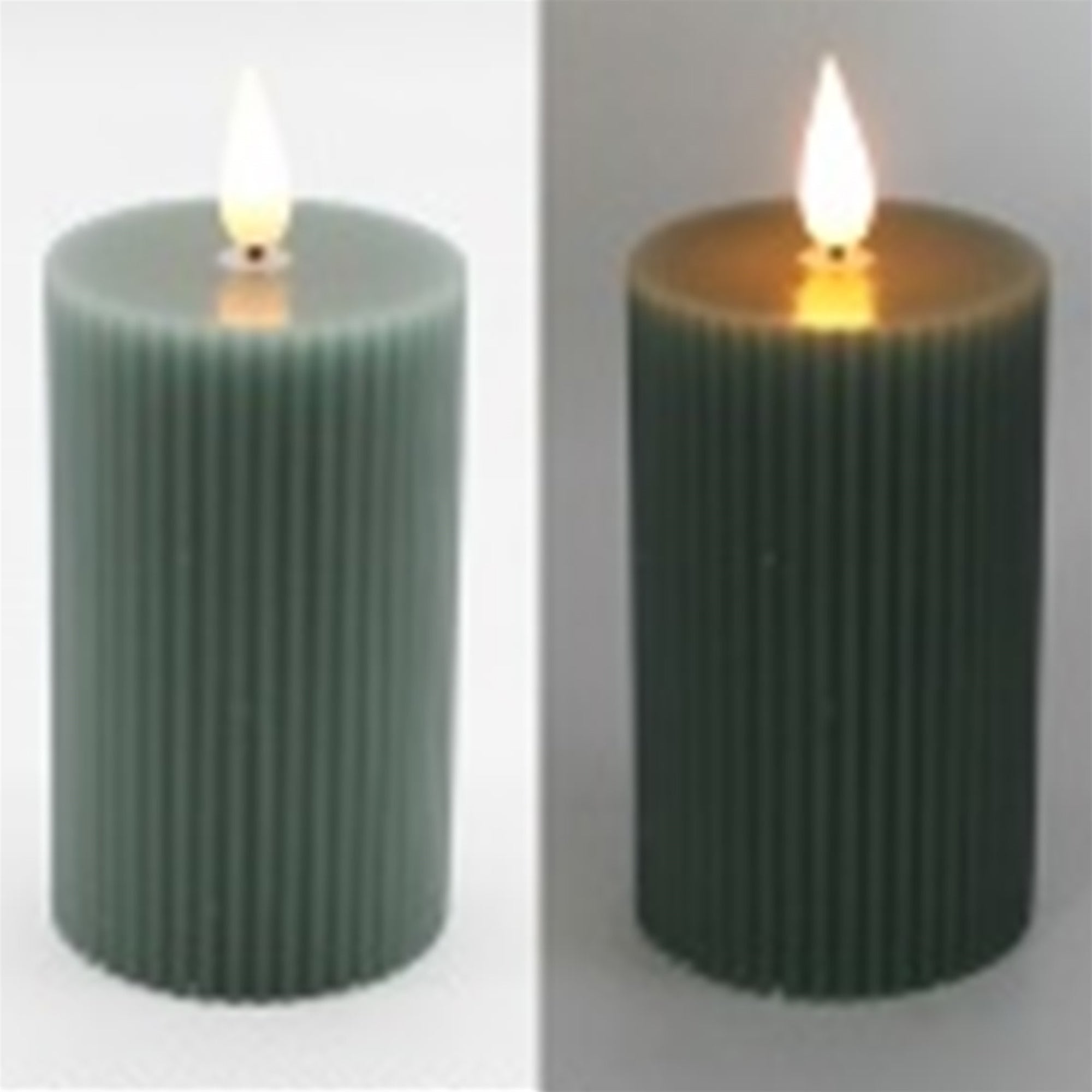 Green Ribbed LED Votive Candle