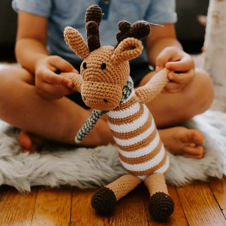 Moose with Scarf and Rattle