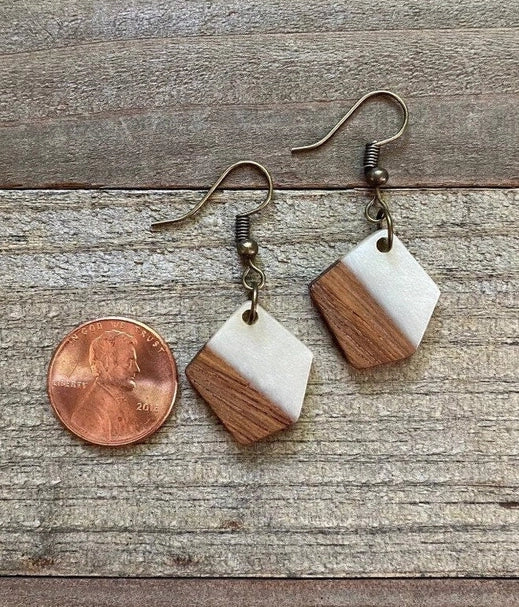 Polygon White Resin Earrings