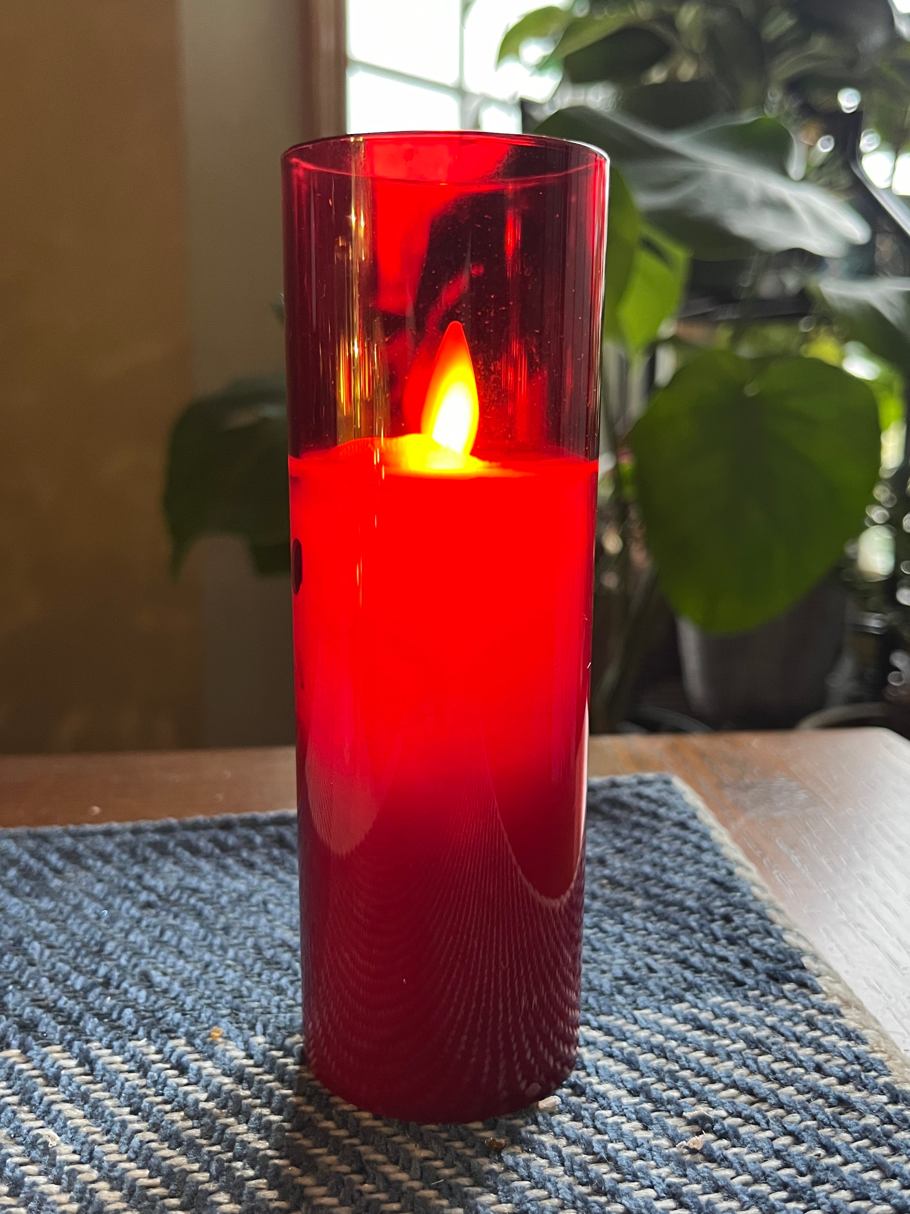 Red Glass Pillar Candle