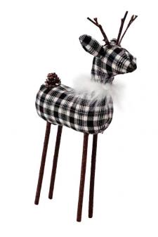 White/Black Plaid Reindeer Medium