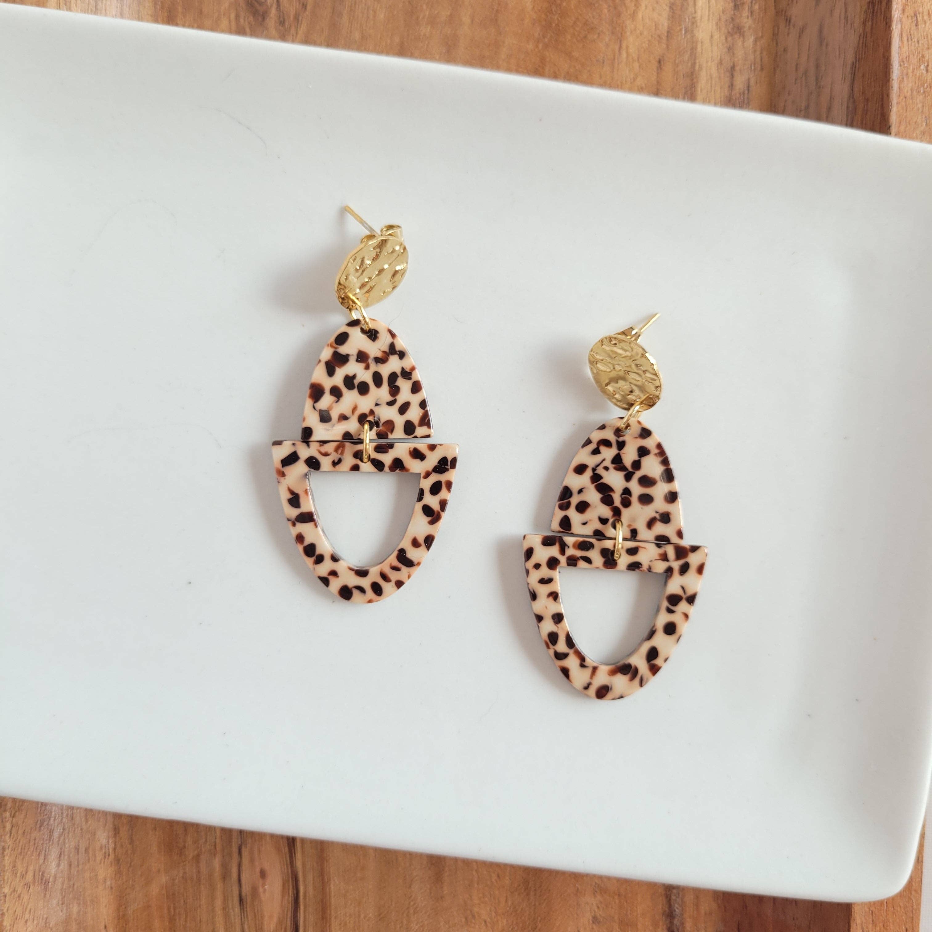 Athena Brown Dot Earrings