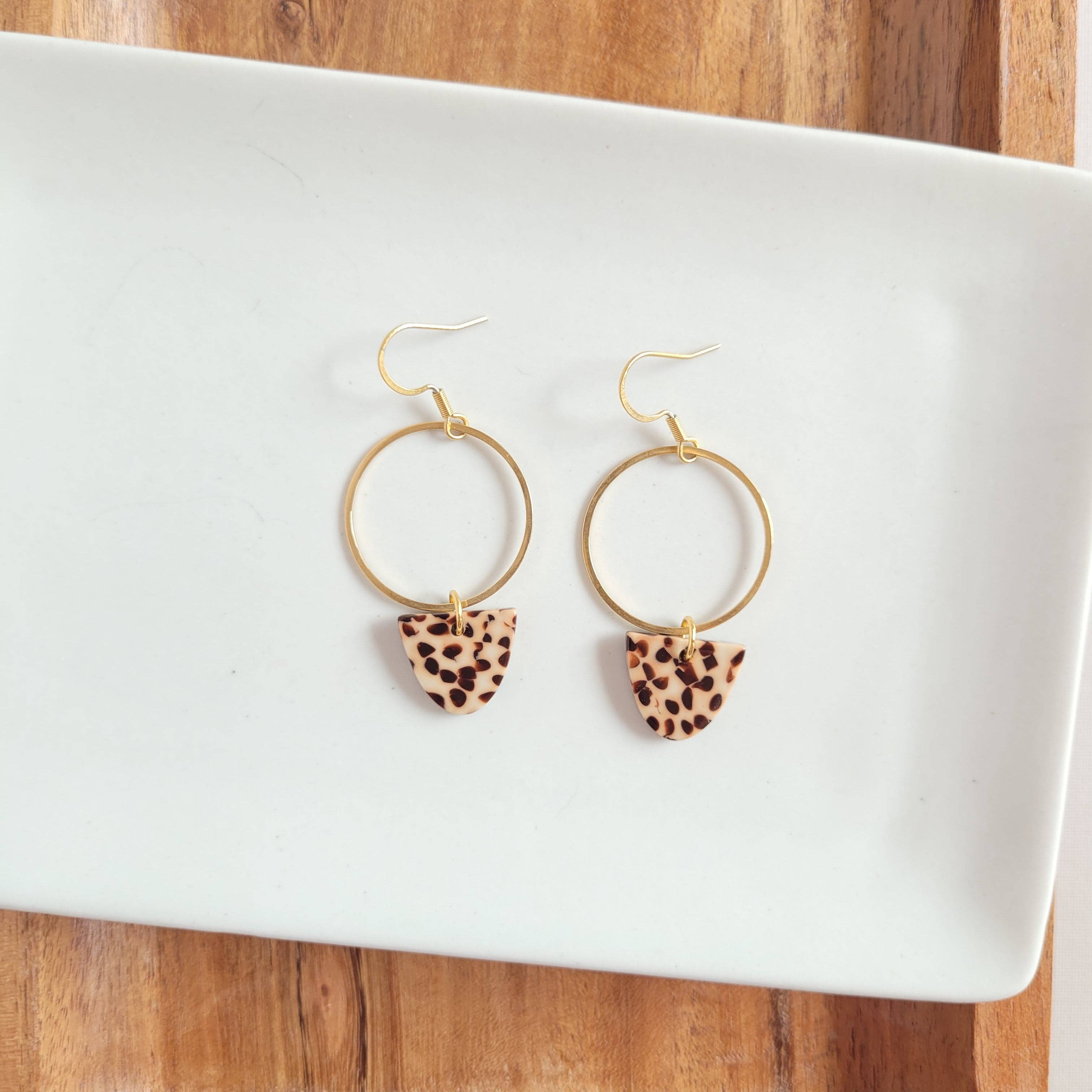 Iris Brown Dot Earrings