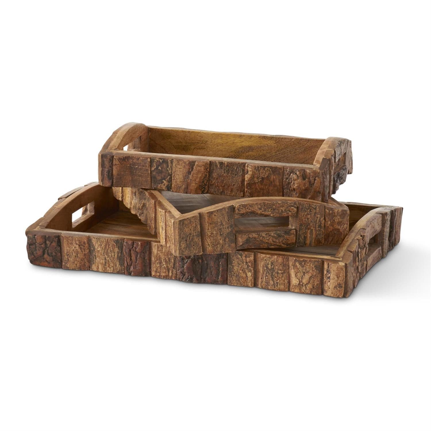 Bark Edged Wood Nesting Trays