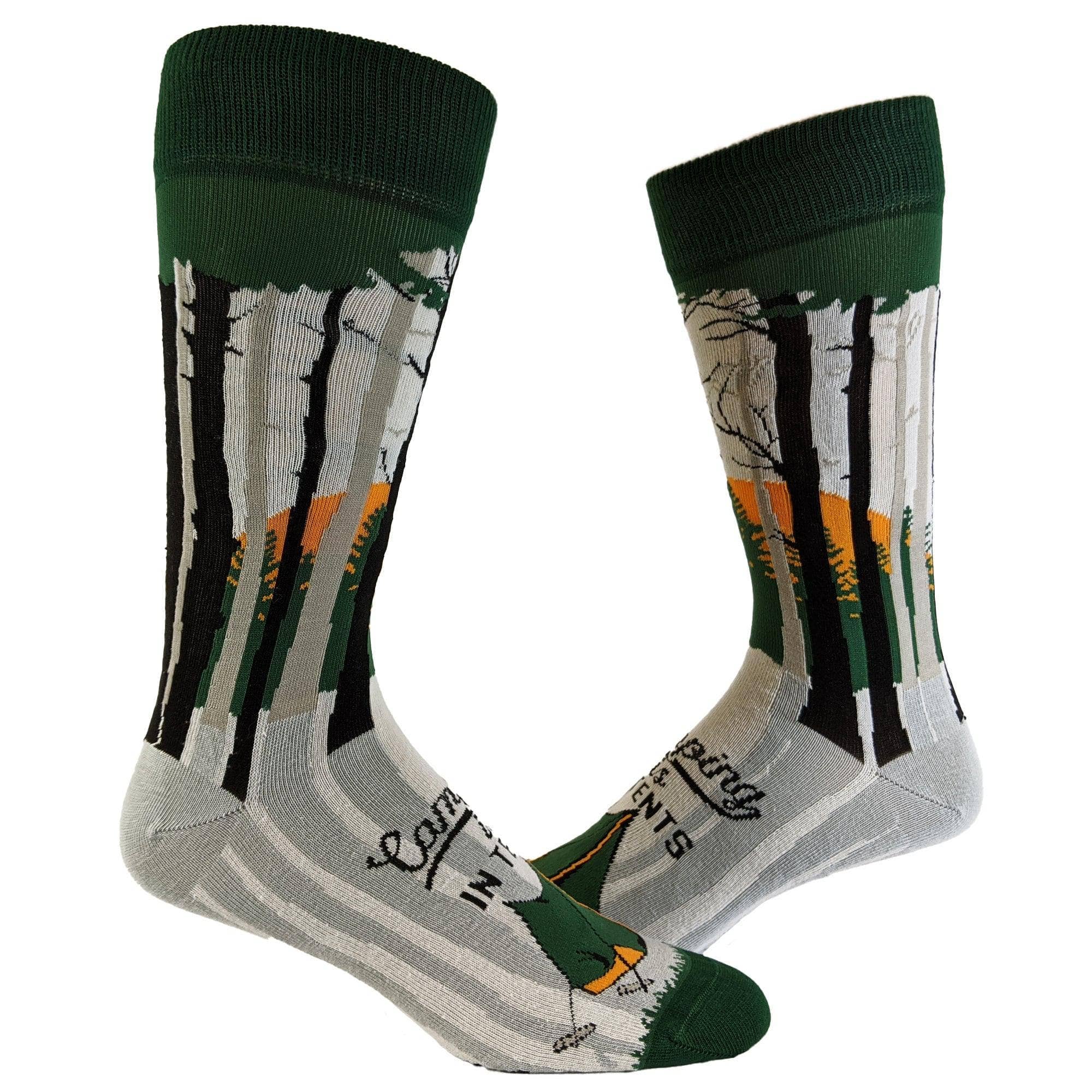 Men's Camping Is In Tents Socks: Men's (9-11) / Green