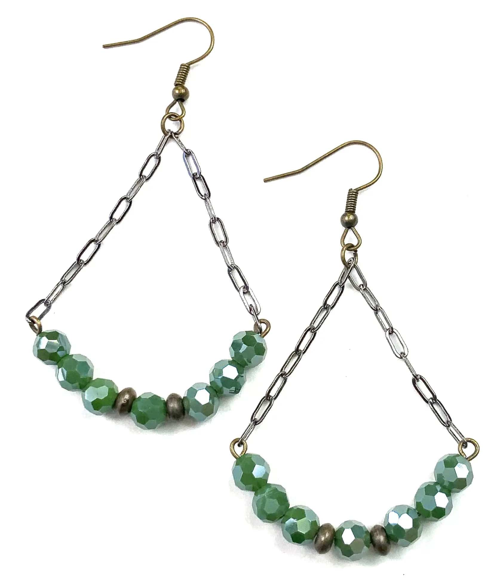 Beaded Tri-Arch Chain Hoop Earrings