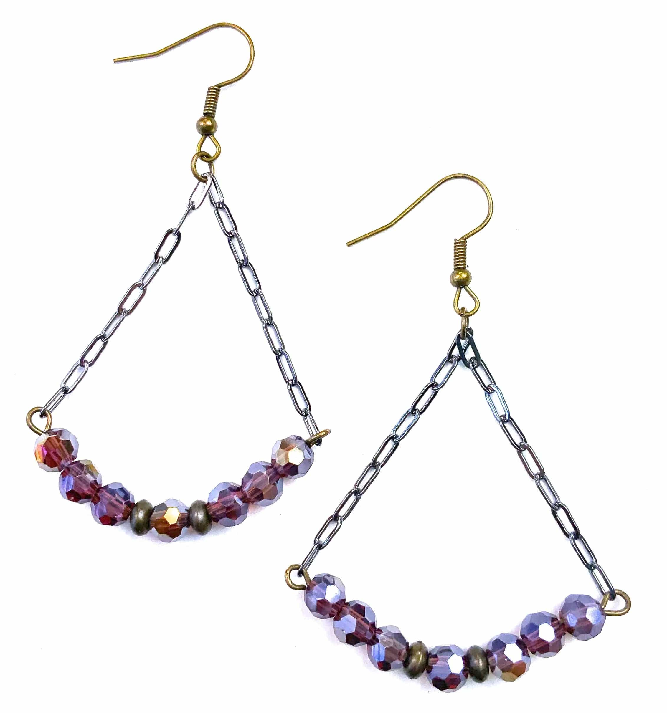 Beaded Tri-Arch Chain Hoop Earrings