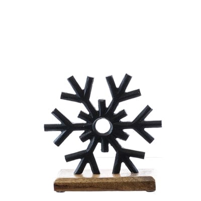 Black & Wood Snowflake Decor