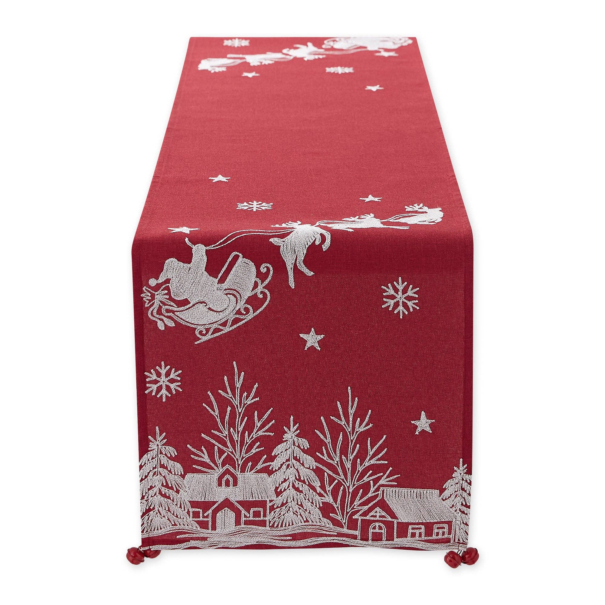 Santa's Sleigh Embroidered Table Runner - 14 X 70