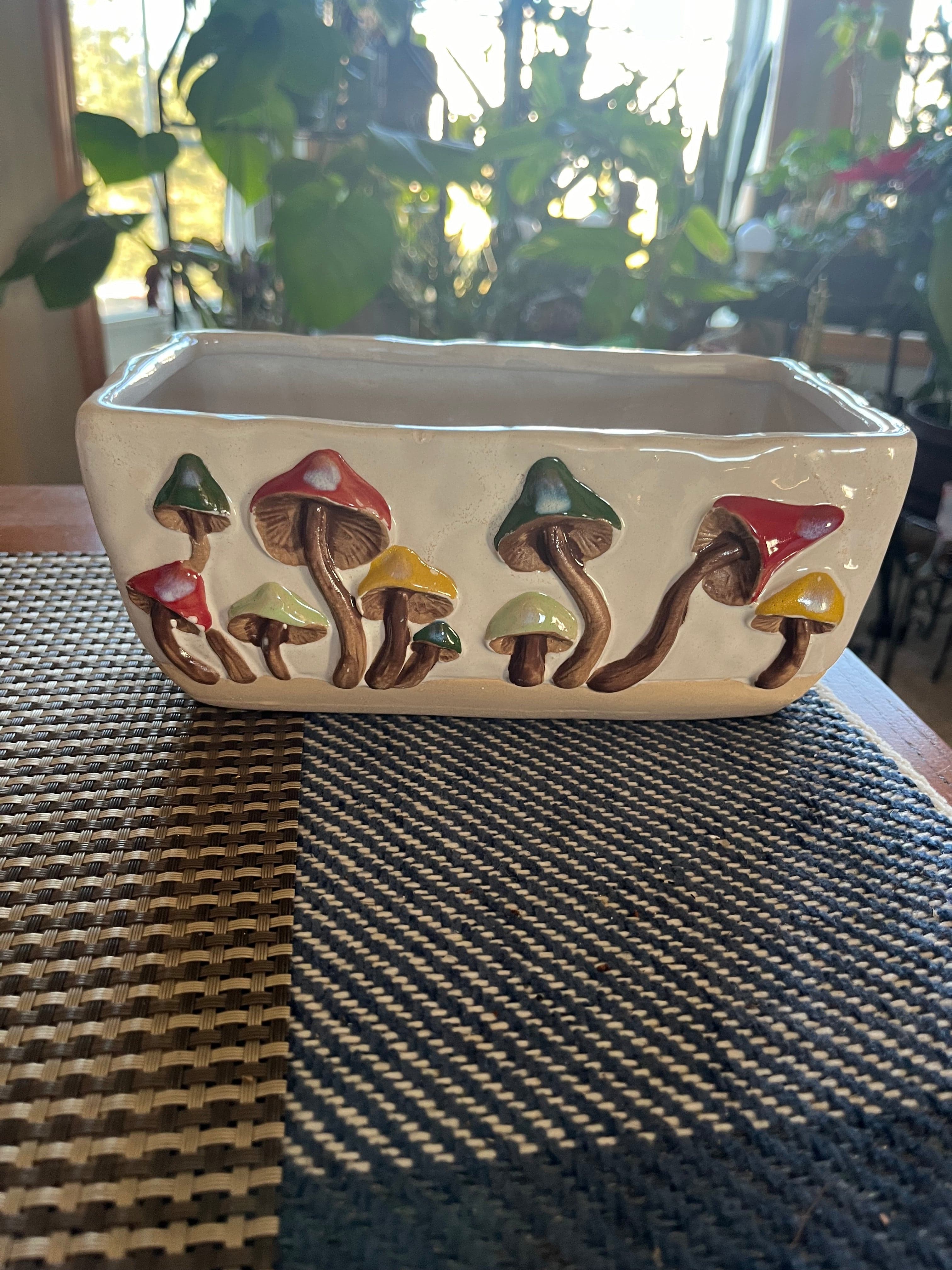 Ceramic Mushroom Rectangular Planter