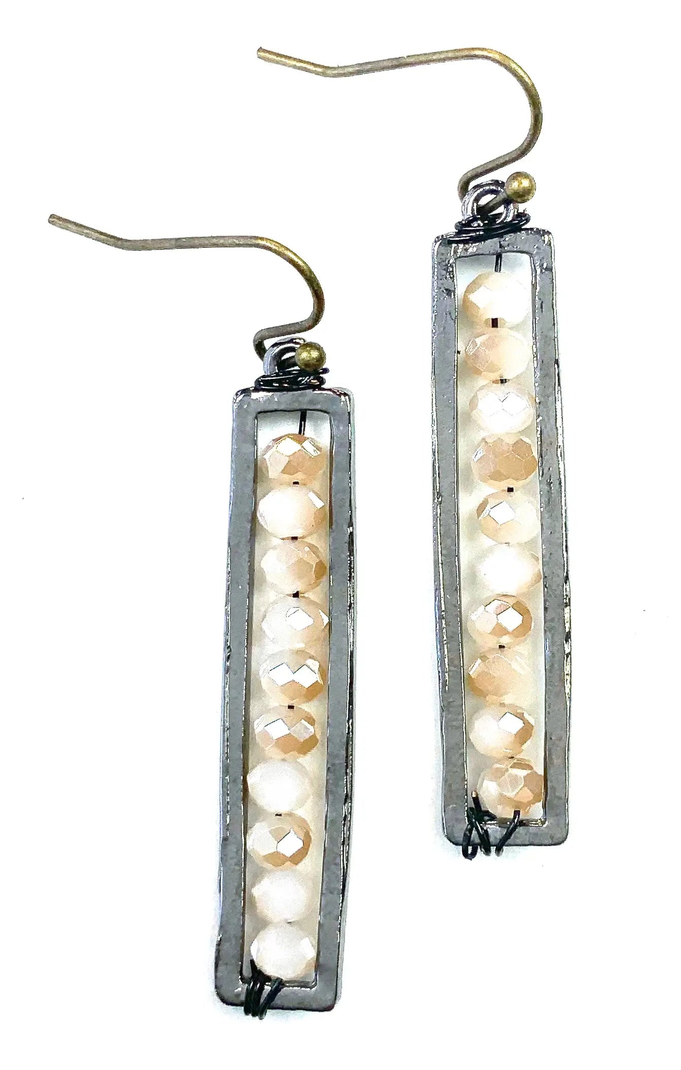 Beaded Rectangle Drop Earrings