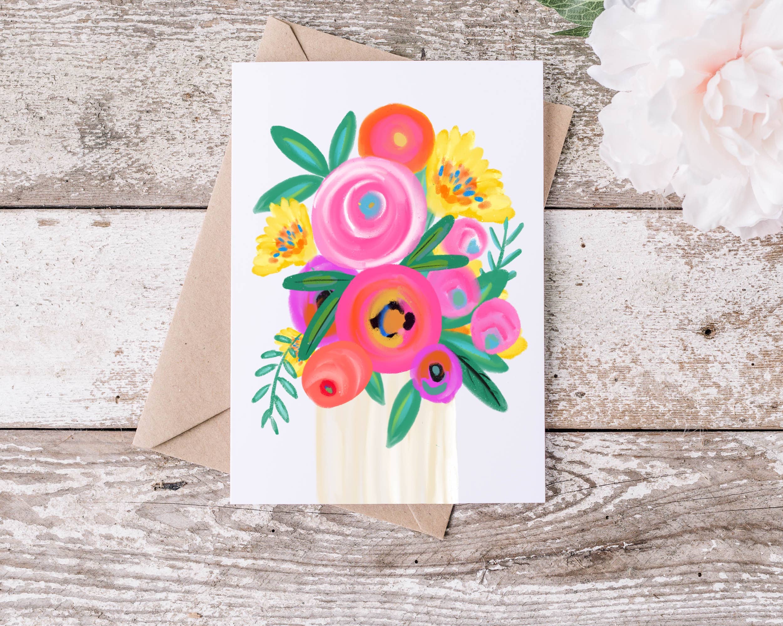 Whimsical Flowers Easter Card: Message Inside