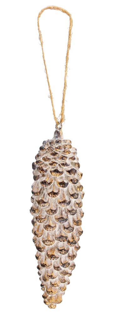 Golden Resin Skinny Pinecone Ornament - 5 in