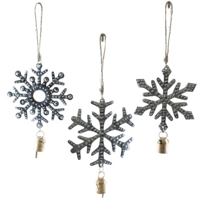 Hammered Snowflake Ornament with Bell