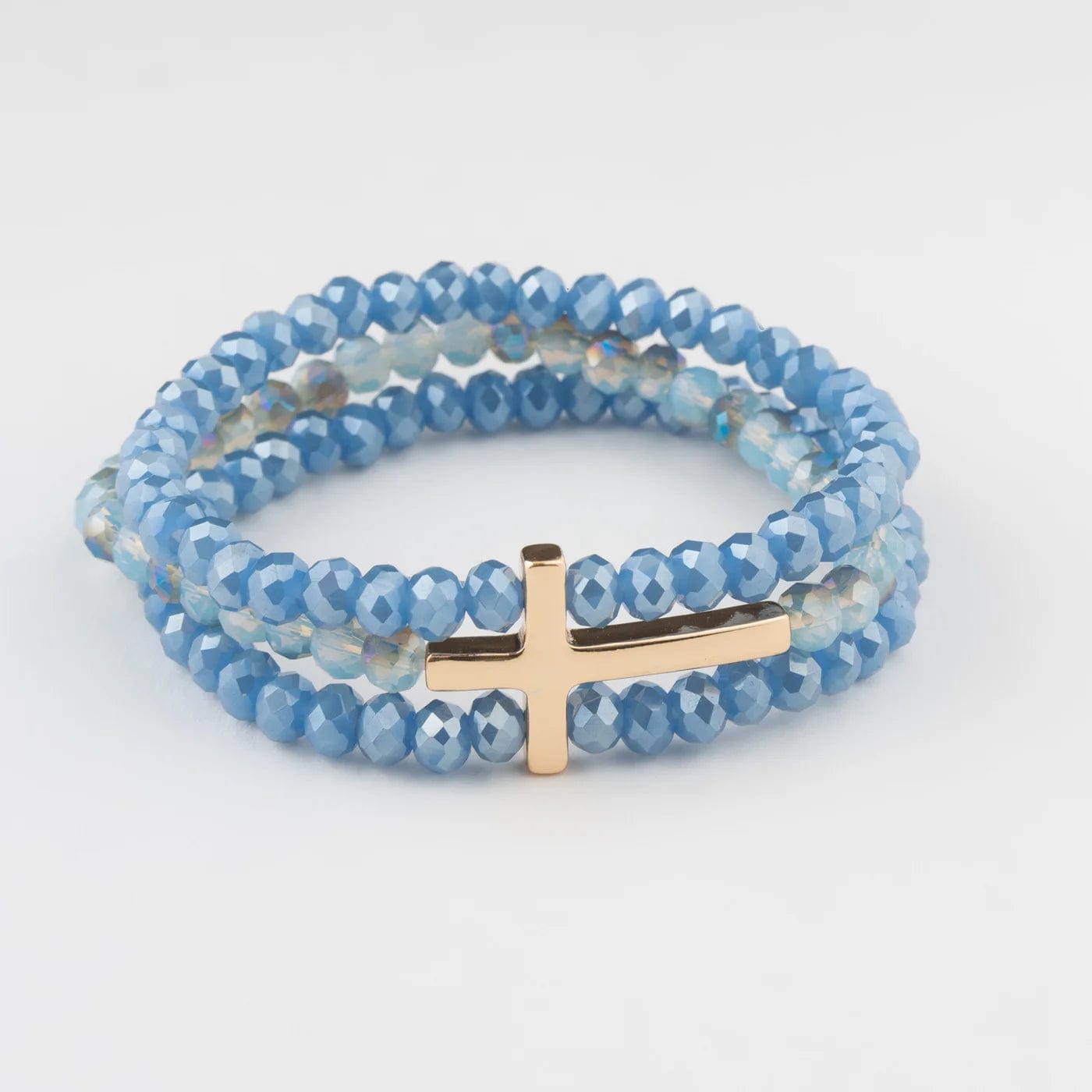 Layered Beaded Bracelet with Cross