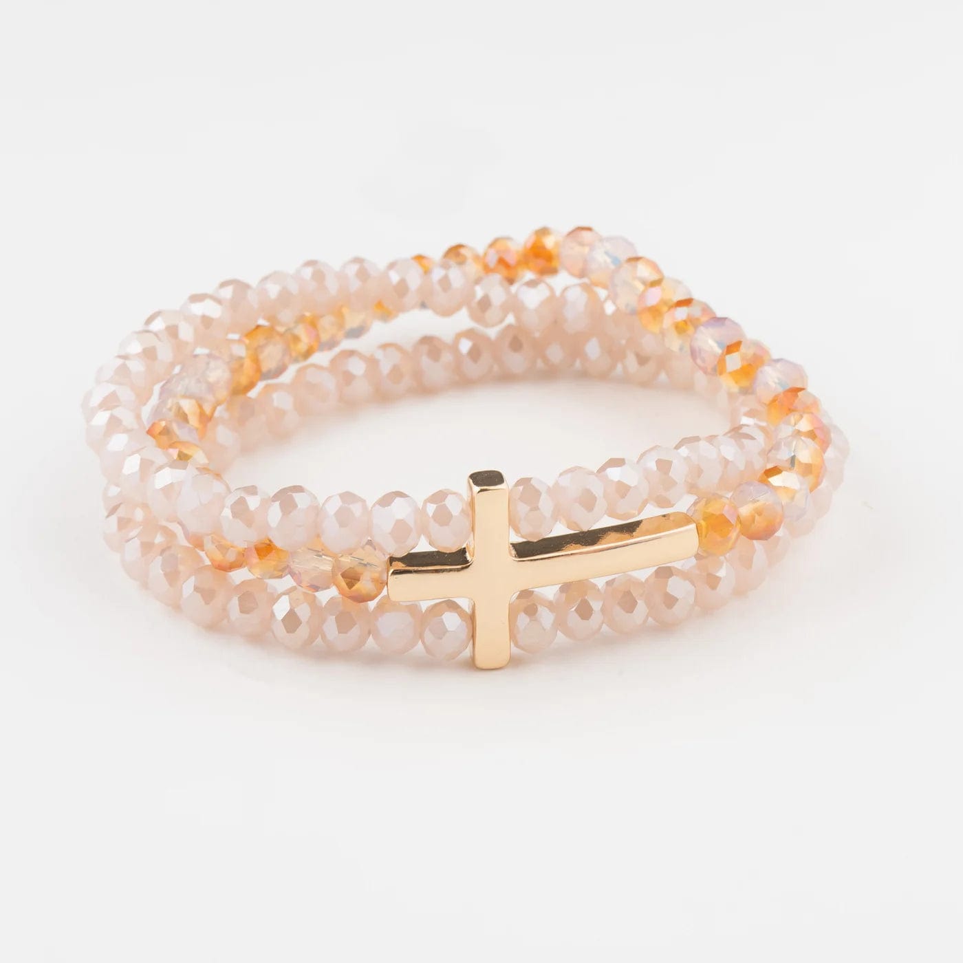 Layered Beaded Bracelet with Cross