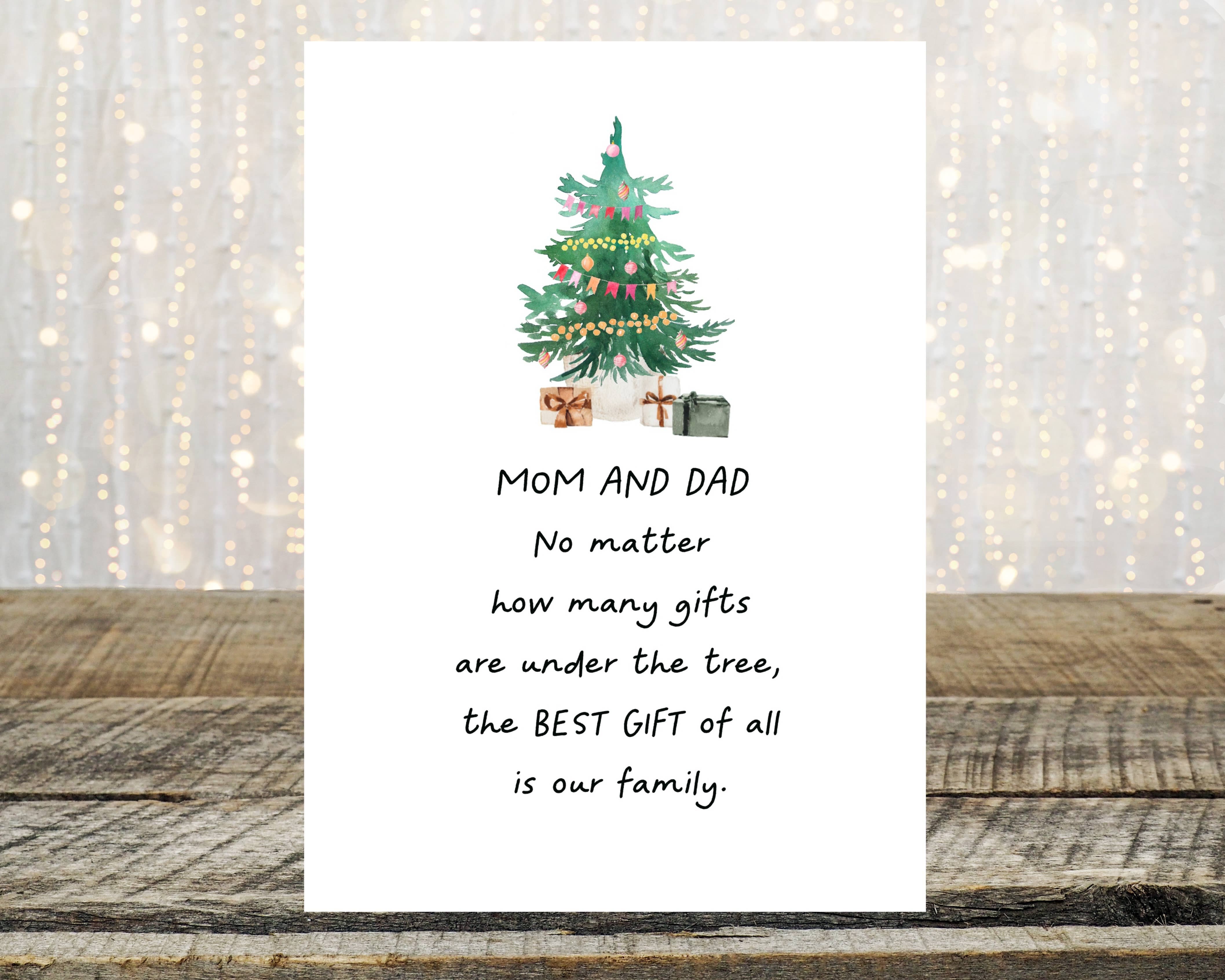 Card & Story Mom and Dad Best Gift of All Christmas Card