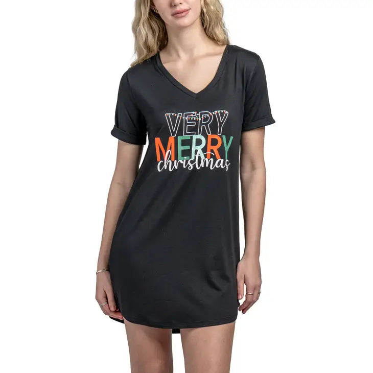 LKM #23 (Lori) Christmas NIghtshirt Nightgown: Holiday Very Merry Christmas