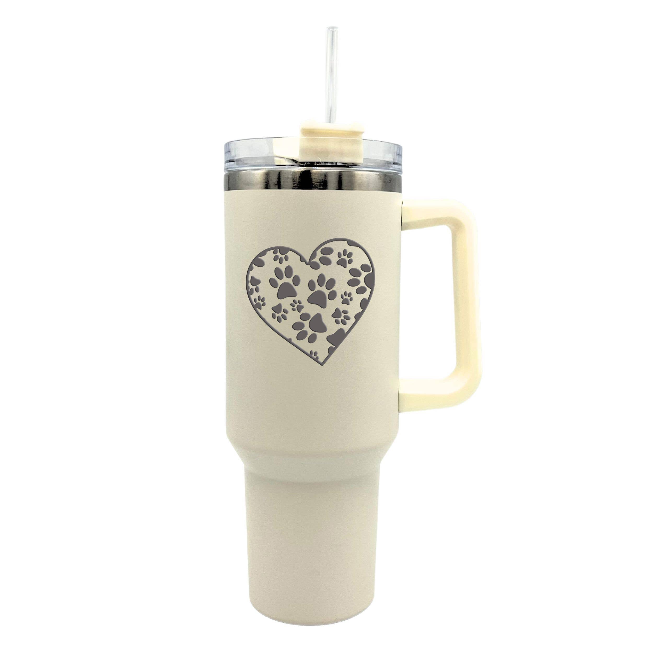 Paw Pattern Handled Mug -  40oz