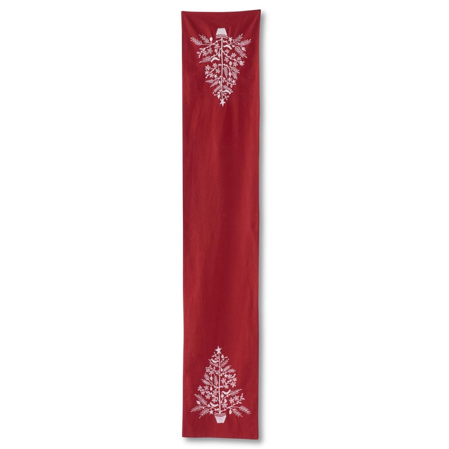 Red Embroidered Tree Table Runner