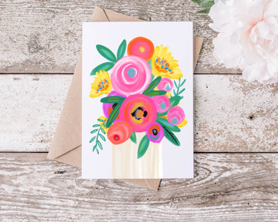 Whimsical Flowers Easter Card: Message Inside
